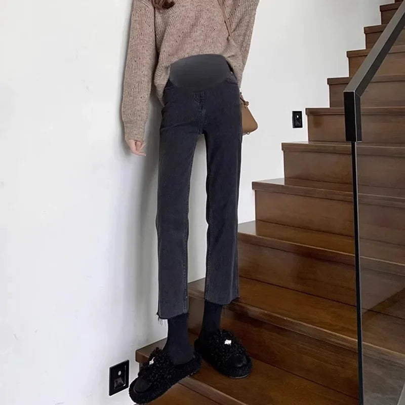 BumpStyle High Elasticity Maternity Fringe Jeans ATHLEXES