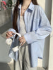 Beiyingni 2024 Spring Autumn Women's Oversized Blouse with Pockets ATHLEXES