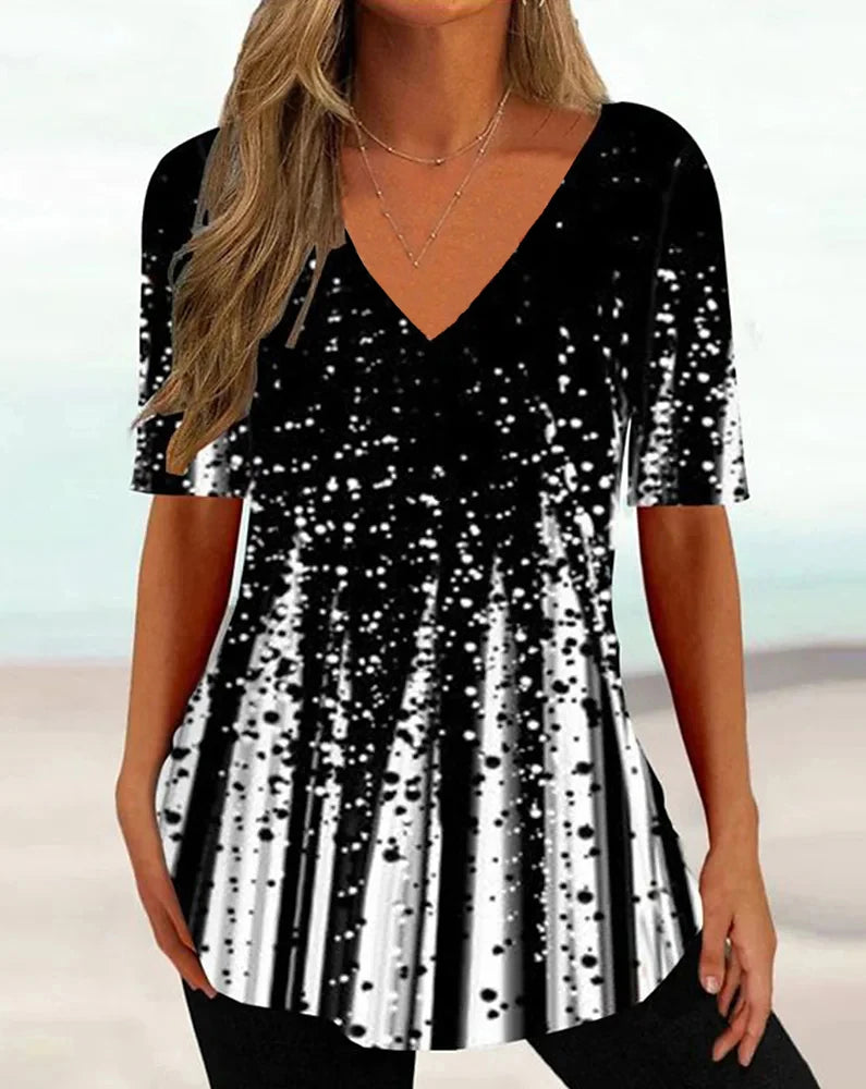 WaveCurve 3D Print V-Neck Tee ATHLEXES