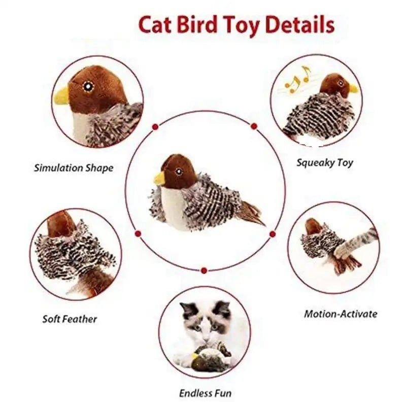 Interactive Cat Toys Flying Bird Cat Toy Flapping Wings Sparrow Catnip Toys Vivid Chirpi]ng Simulation Bird Interactive Cat Toy ATHLEXES