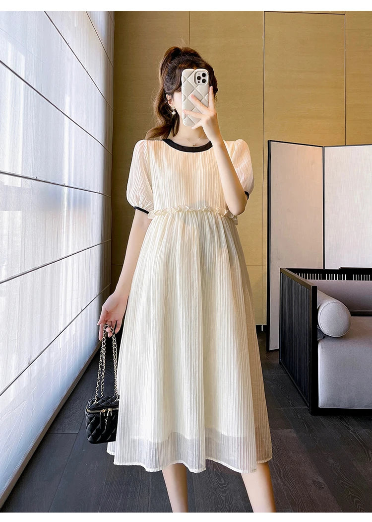 Chic Summer Maternity A-Line Midi Dress ATHLEXES