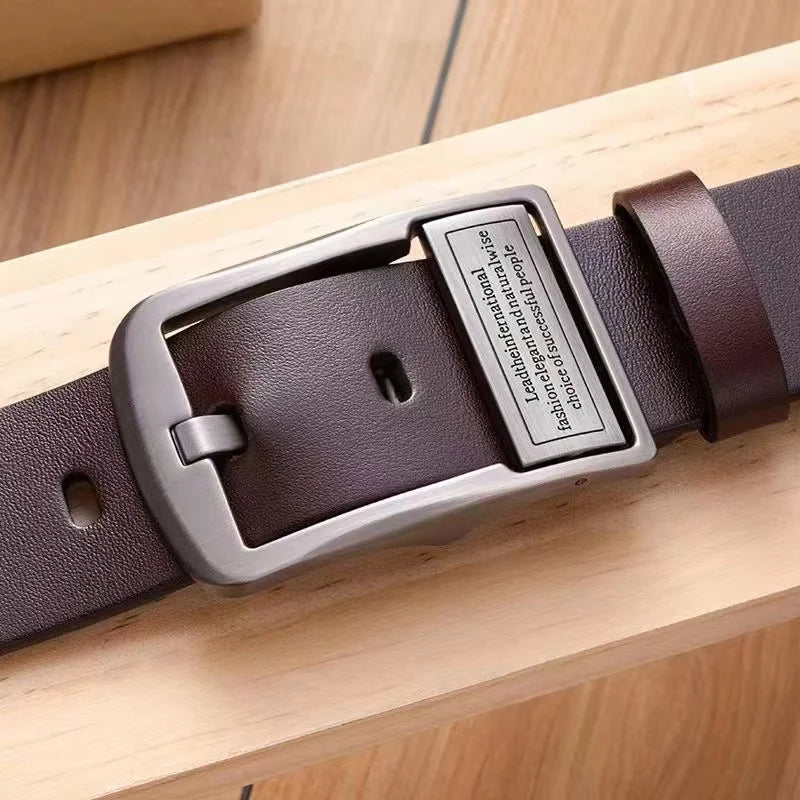 Luxury Cowhide Men's Belt with Metal Alloy Buckle ATHLEXES