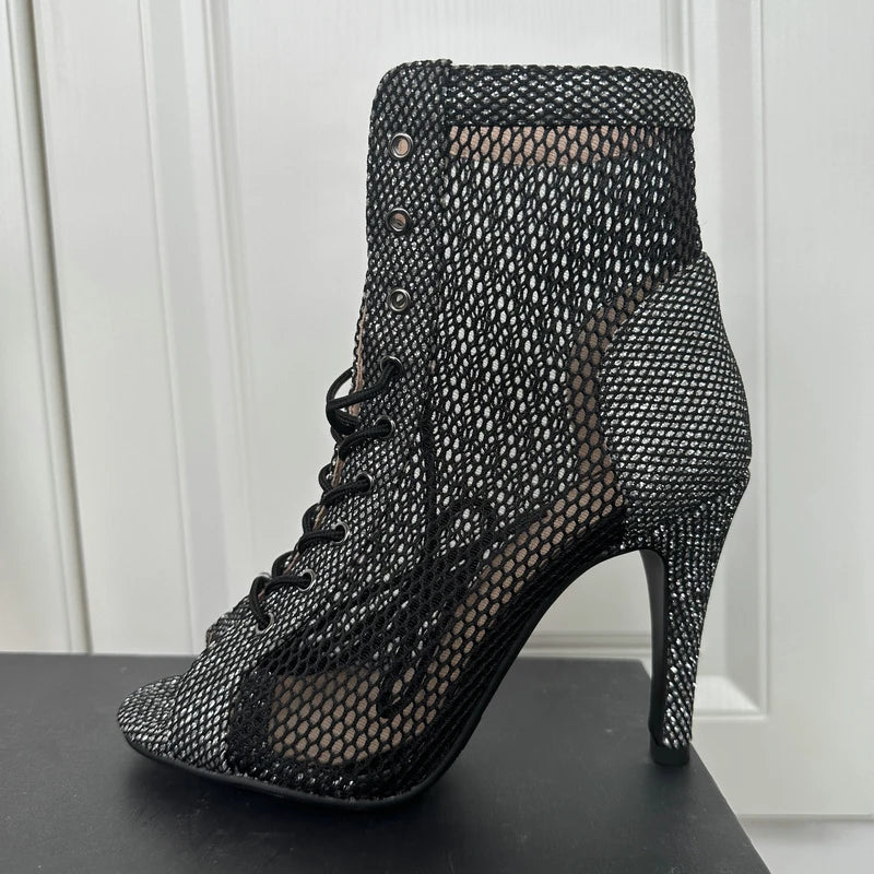 Hollow Mesh Peep Toe Stilettos: Summer High Heel Fashion ATHLEXES