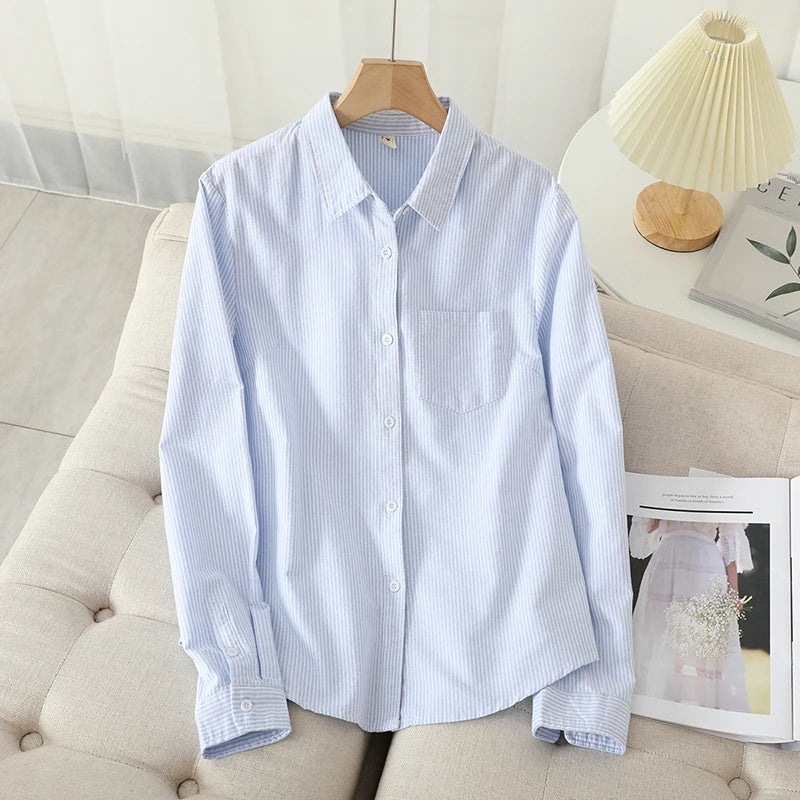 Autumn Chic Striped Cotton Oxford Shirt ATHLEXES