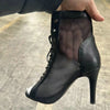 Hollow Mesh Peep Toe Stilettos: Summer High Heel Fashion ATHLEXES