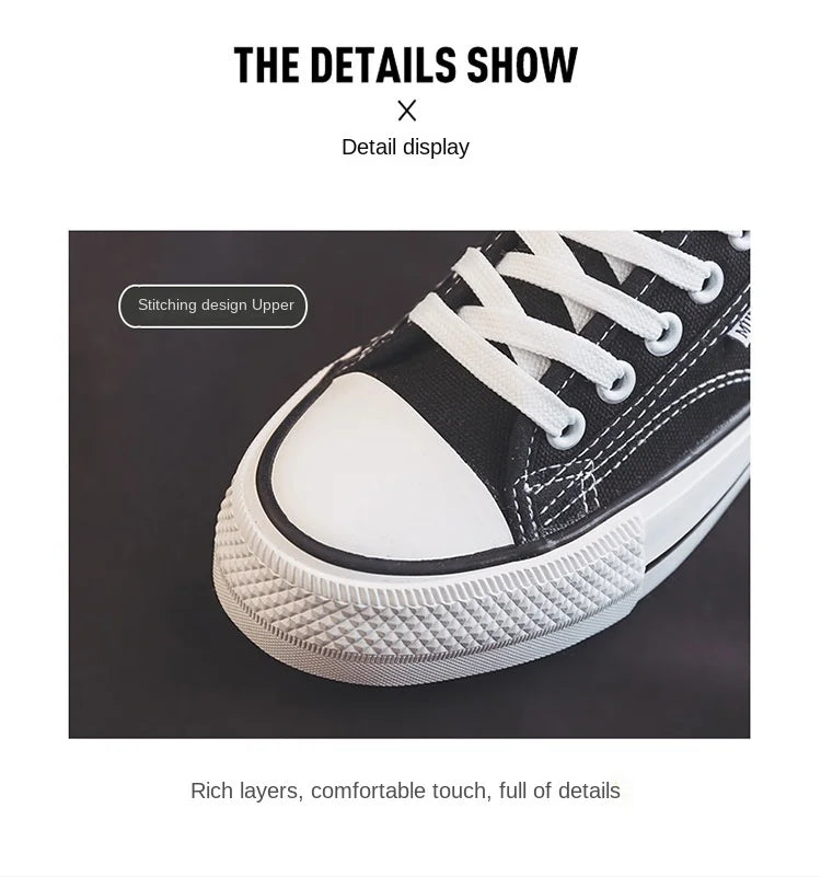 Classic Black Canvas Platform Sneakers for Women ATHLEXES
