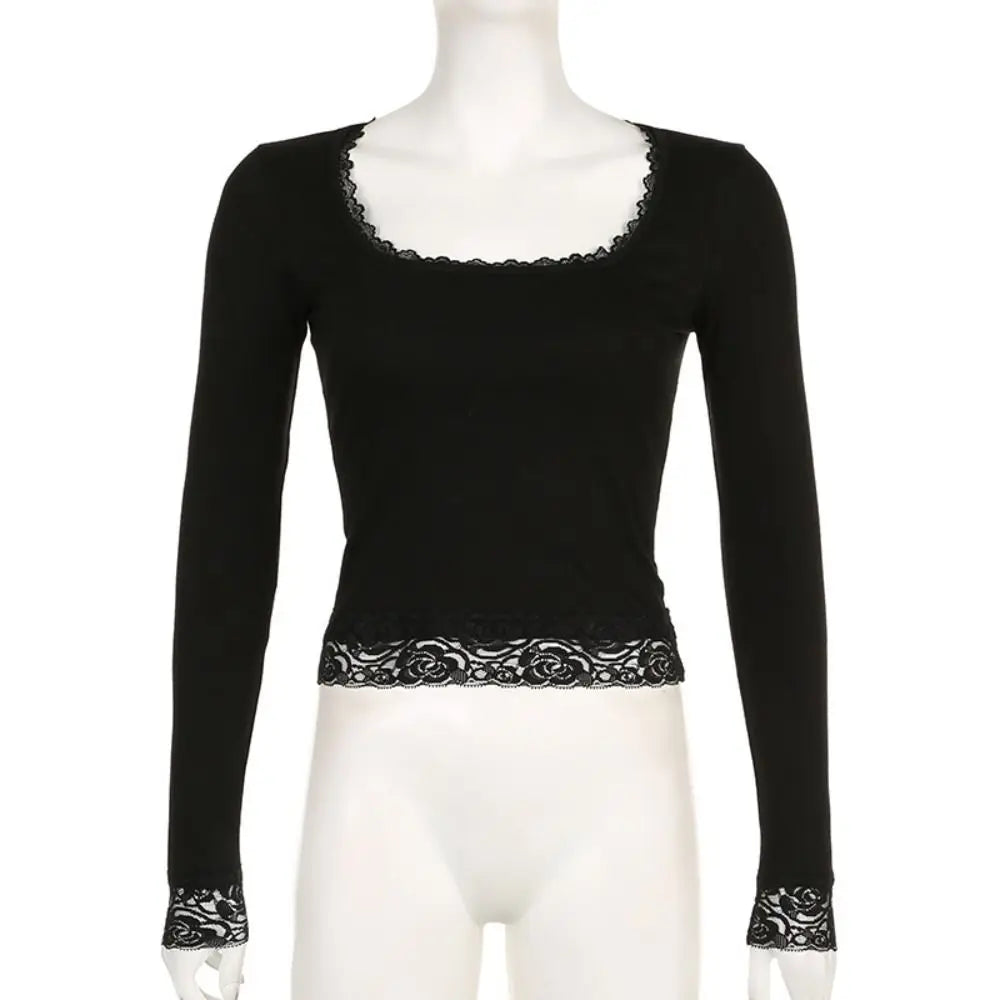 Lace Trim Slim Fit Crop Top for Summer Style ATHLEXES
