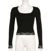 Lace Trim Slim Fit Crop Top for Summer Style ATHLEXES