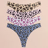 FINETOO 4Pcs Ultra Soft Leopard Print Thongs Comfort Lingerie ATHLEXES