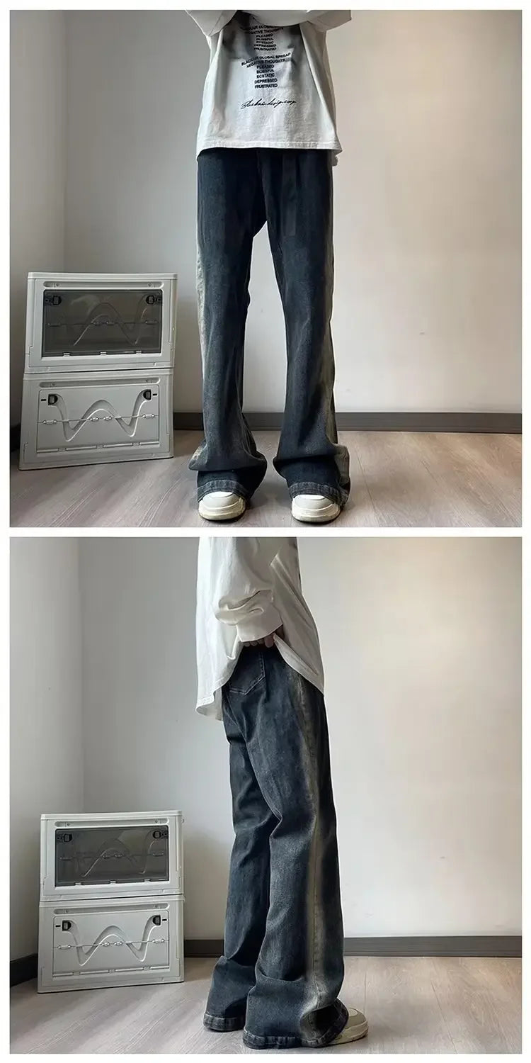 Trendy Gradient Loose-Fit Bell-Bottom Jeans ATHLEXES