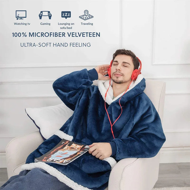 CozySleeve Oversized Flannel Hoodie Blanket for All Seasons ATHLEXES