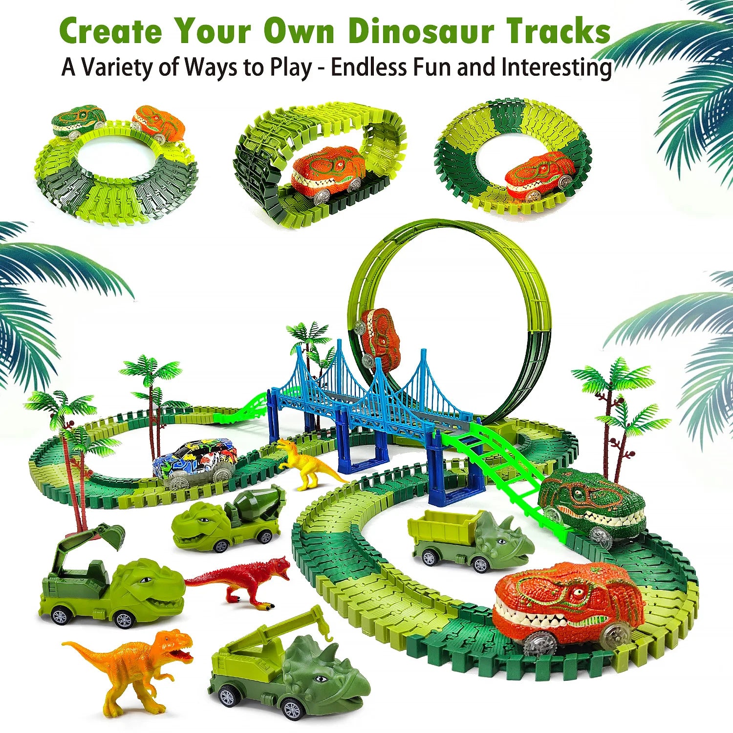 DinoTrack Electric Climbing Race Car Set for Kids ATHLEXES