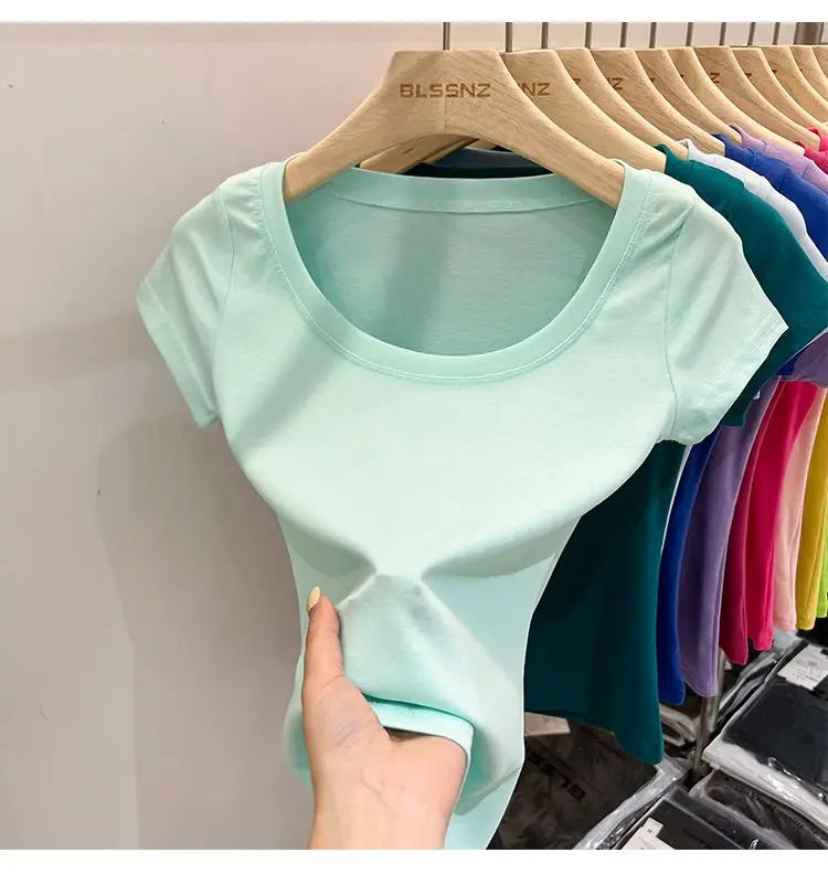 Cotton U-Neck Slimming Summer Tee for Women ATHLEXES