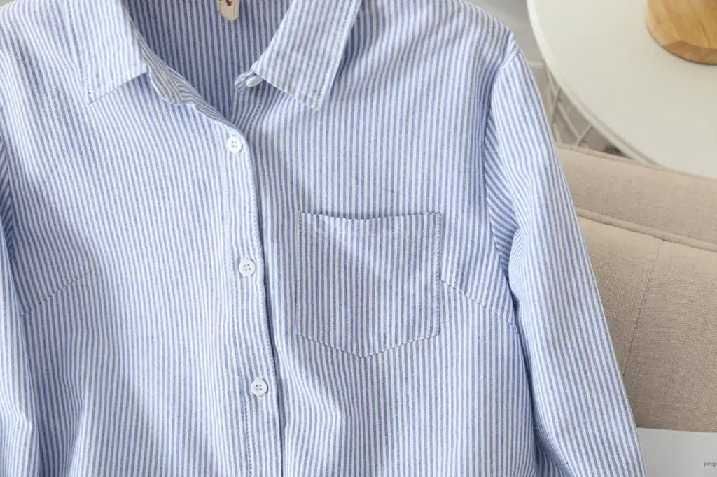 Autumn Chic Striped Cotton Oxford Shirt ATHLEXES