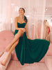 Elegant Strapless Black Maxi Dress with Front Slit ATHLEXES