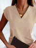Elegant Khaki V-Neck Summer Blouse for Women ATHLEXES