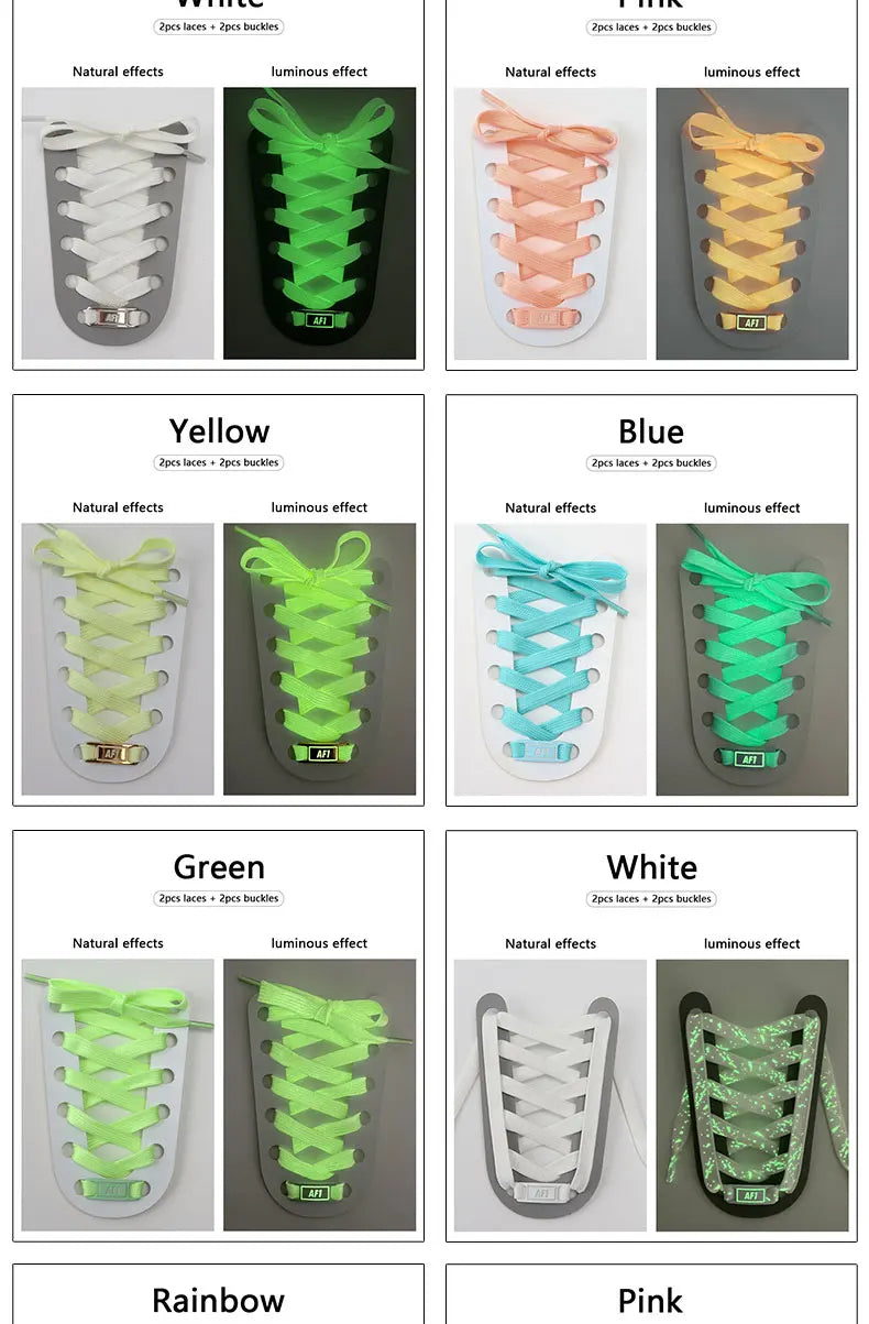 Luminous Glow AF1 Shoelaces - 4Pcs Sneaker Decor ATHLEXES