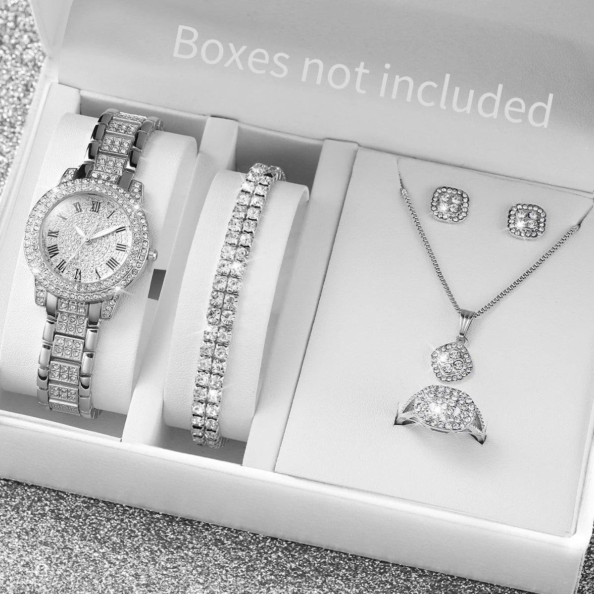 Diamond Elegance Quartz Watch Set for Women ATHLEXES