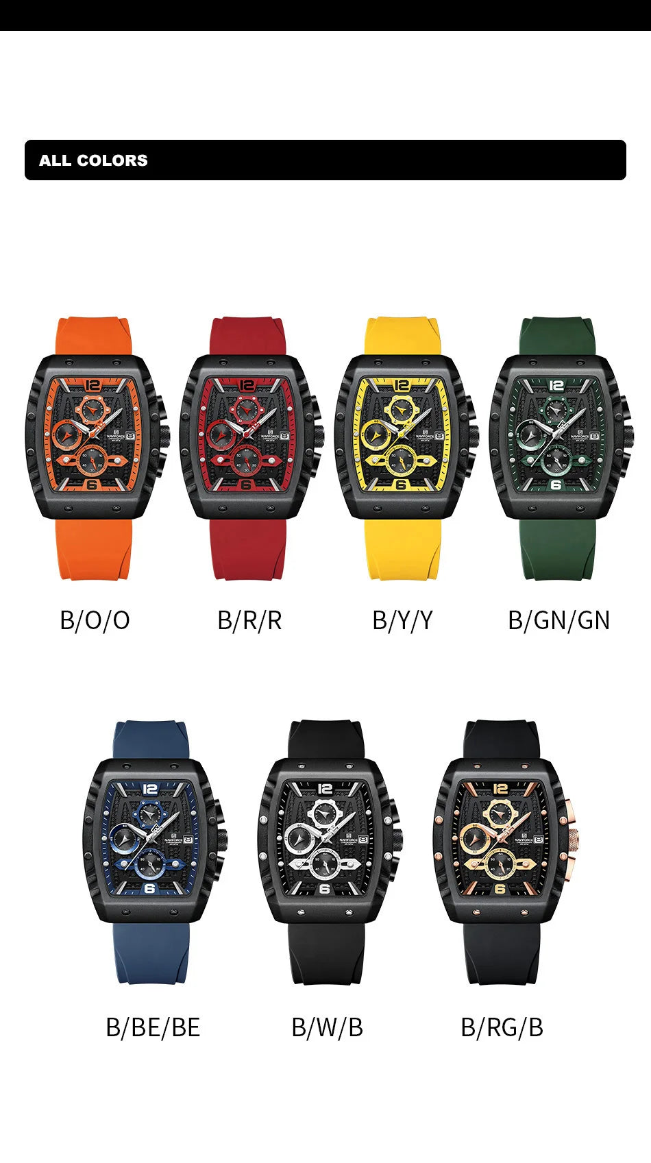 NAVIFORCE NF8025 Waterproof Sport Chronograph Watch ATHLEXES