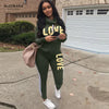 Chic Love Print High Neck Hoodie and Pants Set ATHLEXES