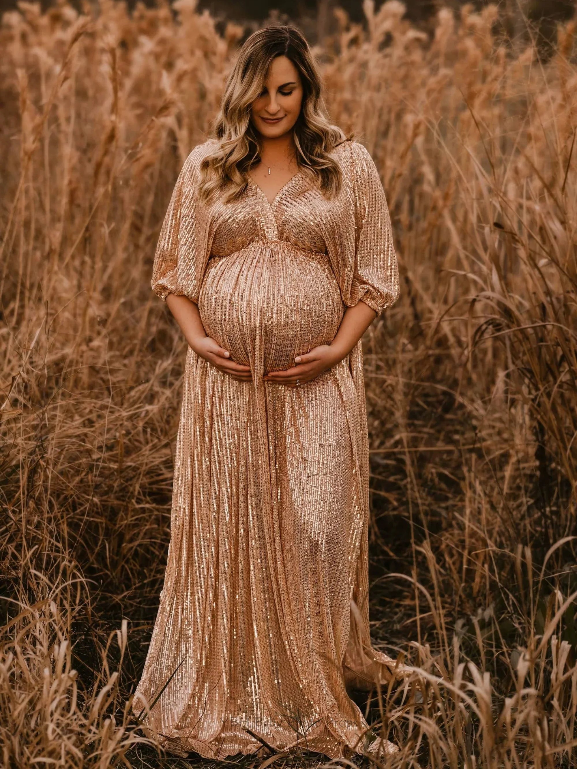 Vintage Sequin Maternity Photography Gown Dress ATHLEXES