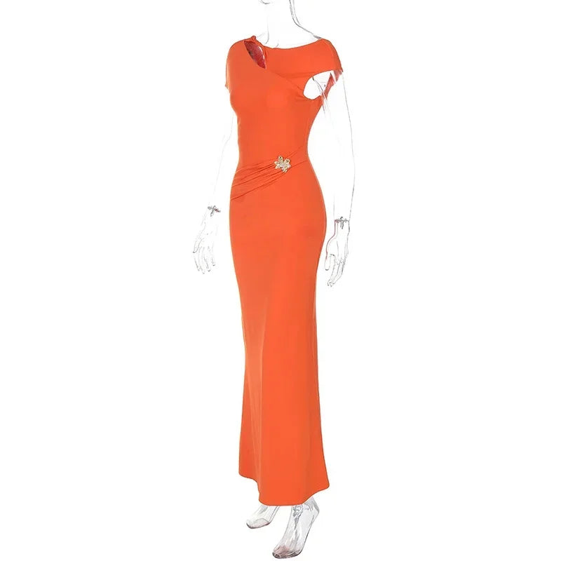 Chic Hollow Backless Maxi Dress with Metal Buckle ATHLEXES