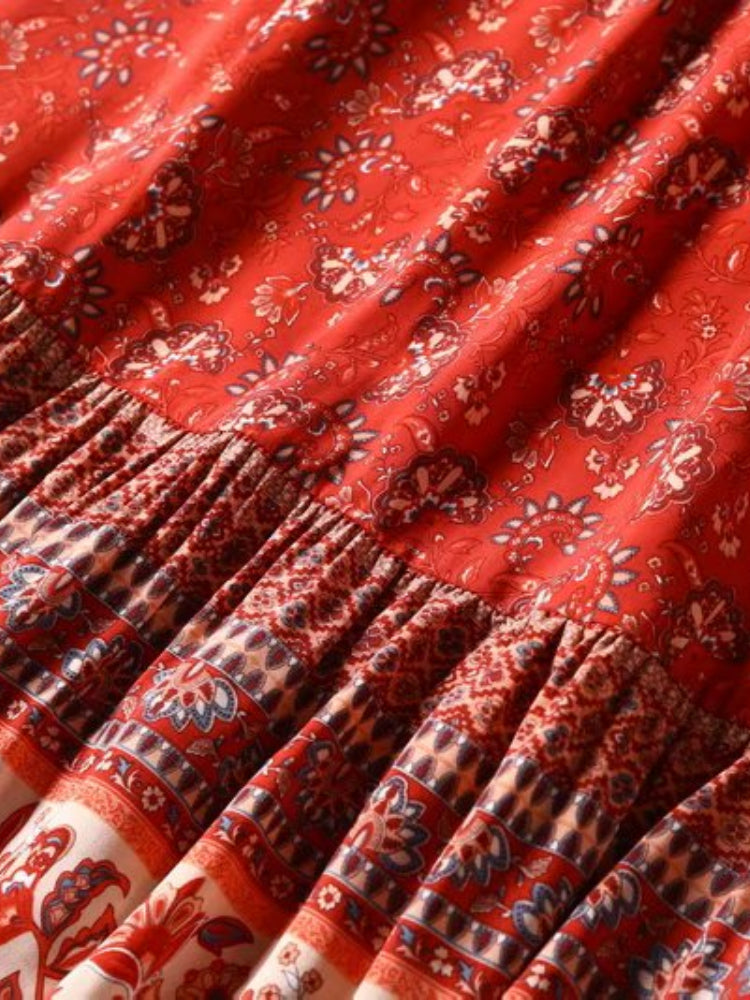 Bohemian Floral Peacock Midi Skirt for Women ATHLEXES