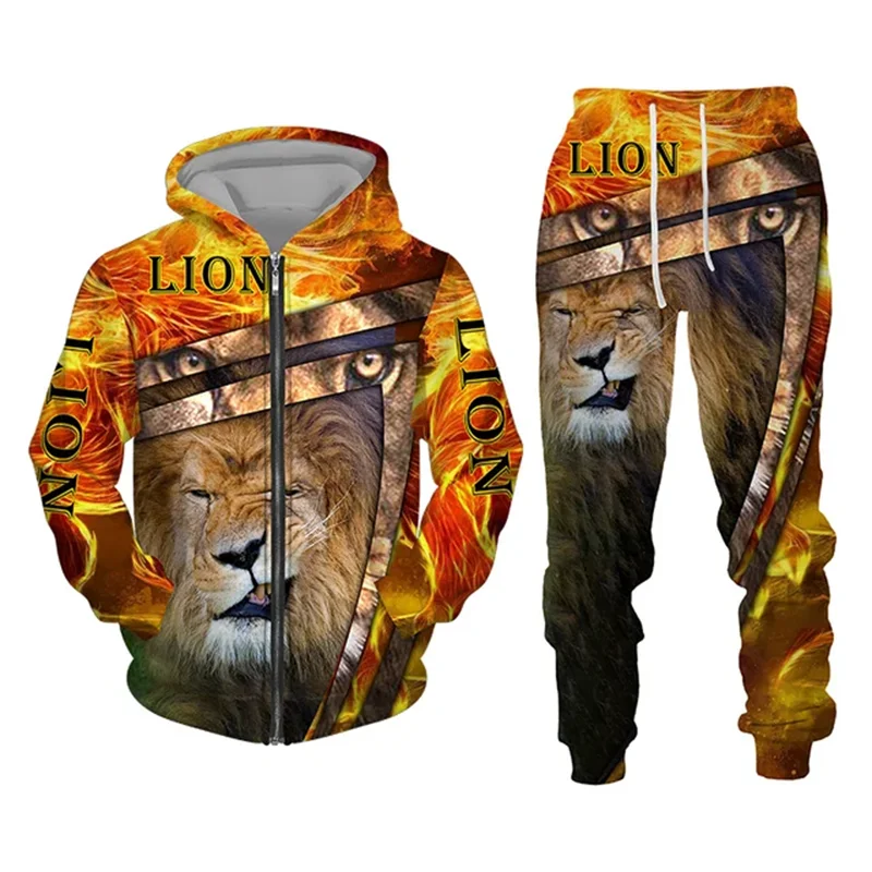 3D Lion Graphic Hoodie Tracksuit ATHLEXES