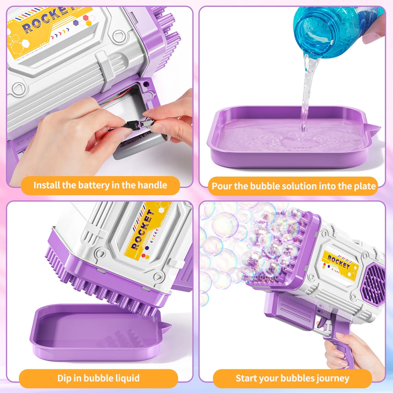 RocketBlast Automatic Bubble Gun for Kids ATHLEXES