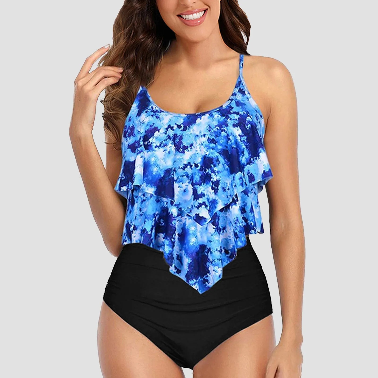 Vintage Ruffle Ruched High Rise Bikini Set ATHLEXES