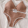 Women Cotton Bra Set Sexy Briefs Low Waist Panties Wire Free Bralette Lingerie Set ATHLEXES