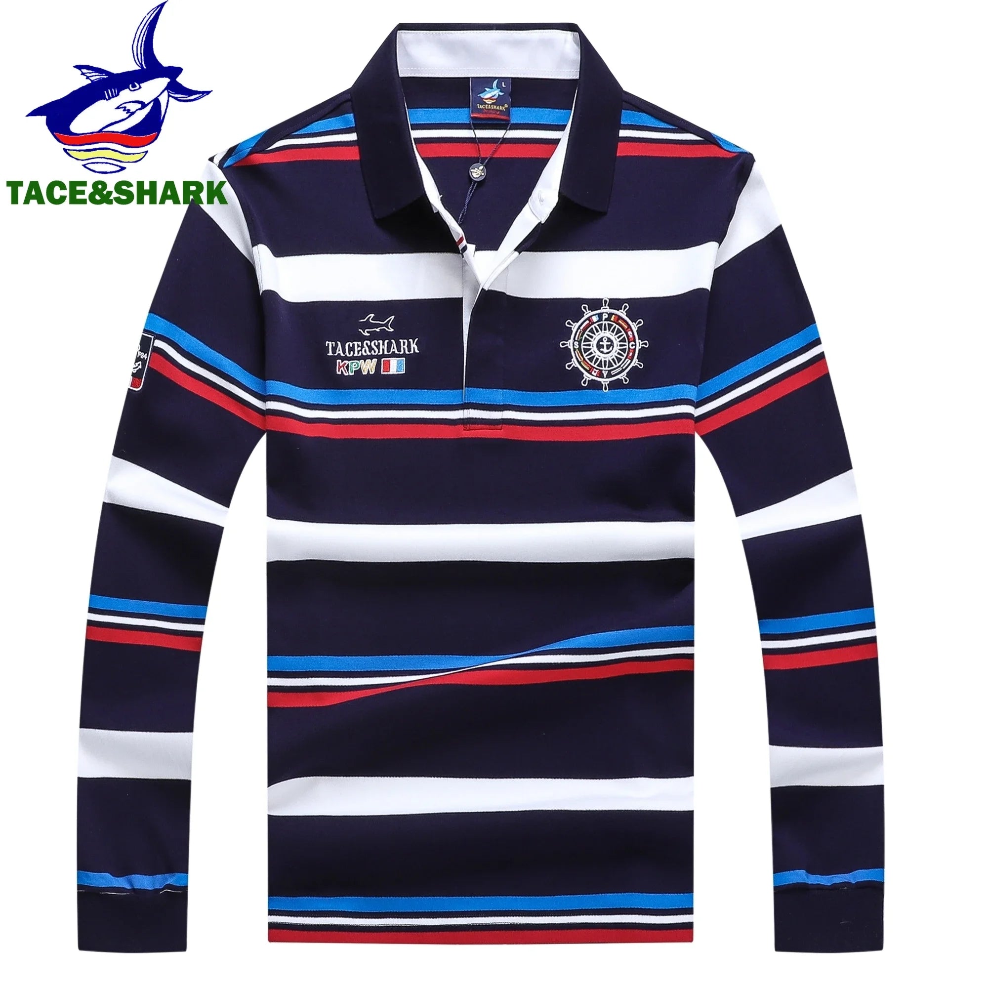 TACE&SHARK Premium Striped Long Sleeve Polo Shirt ATHLEXES