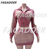 FAGADOER Pink Tie Dye Crop & Skirt Set for Women ATHLEXES