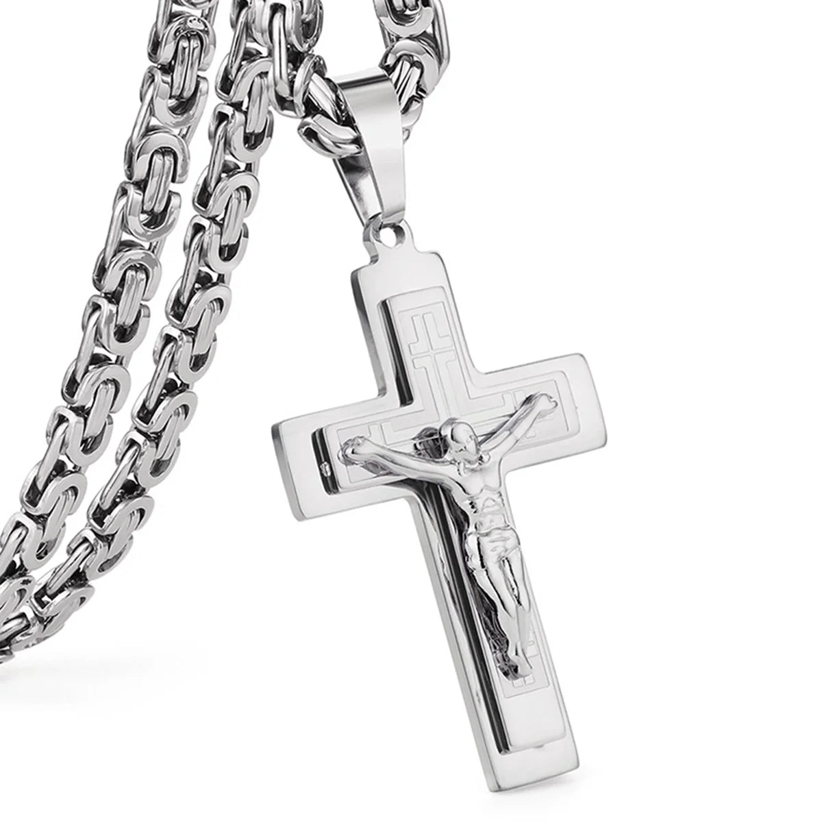 Divine Faith Stainless Steel Jesus Cross Necklace ATHLEXES