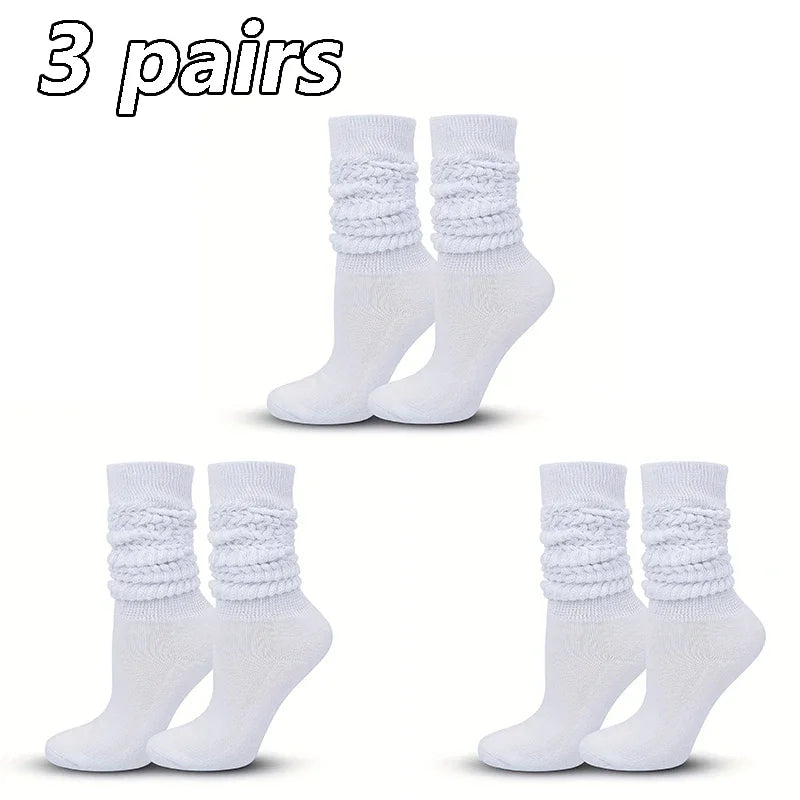 3 Pairs Pleated Mid Length Socks Women's Fashion Elephant Socks ATHLEXES