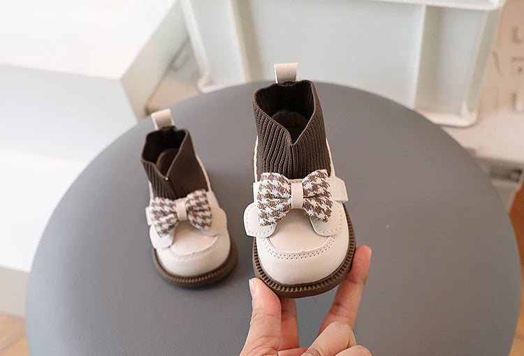 Elegant Houndstooth High Top Baby Girl Boots ATHLEXES