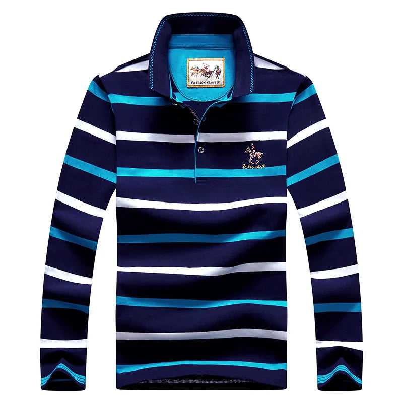 Elegant Stripe Embroidered Polo Shirt for Men ATHLEXES