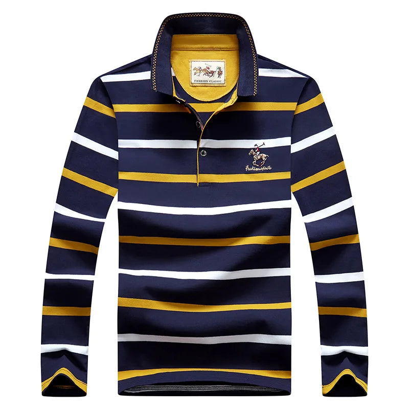 Elegant Stripe Embroidered Polo Shirt for Men ATHLEXES