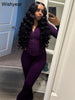 Elegant Street Style Women's Long Sleeve Tops & Flare Pants Set ATHLEXES