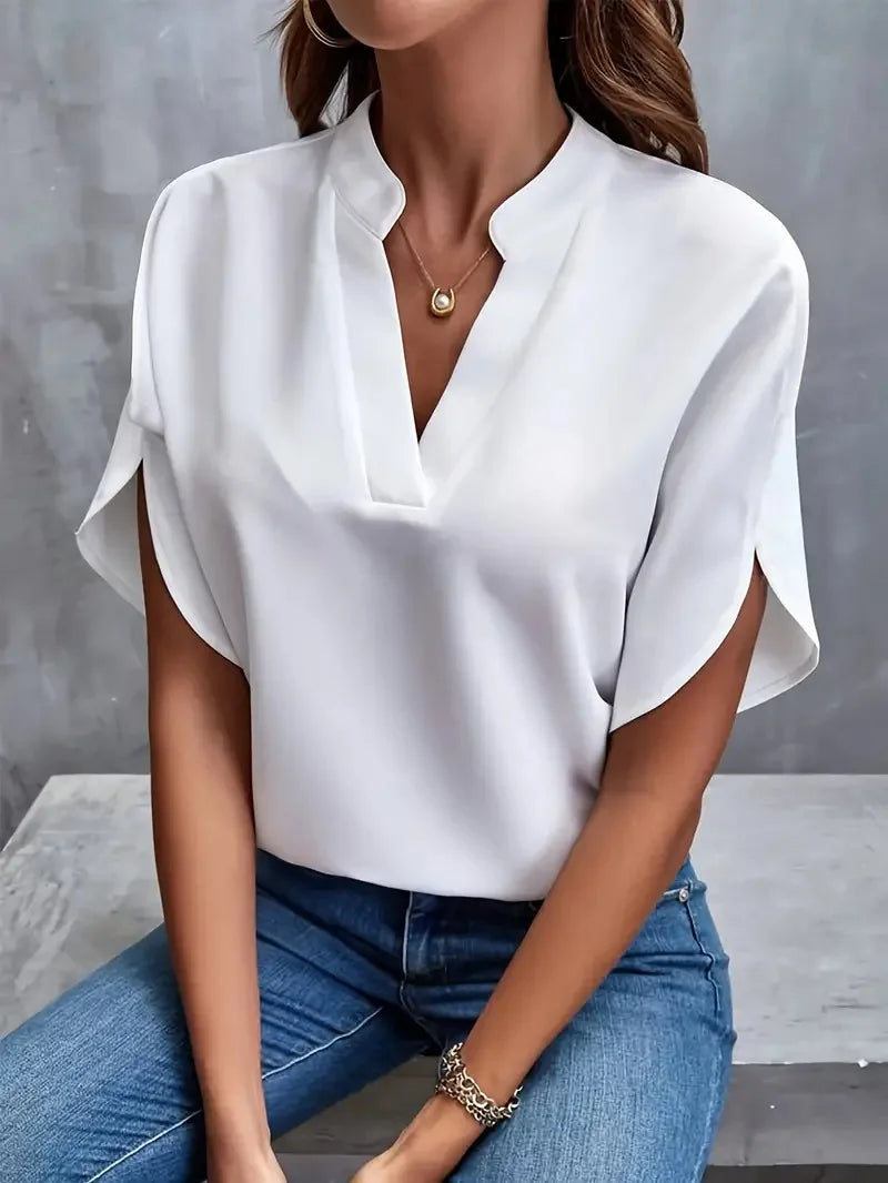 Chic V Neck Chiffon Blouse for Women ATHLEXES