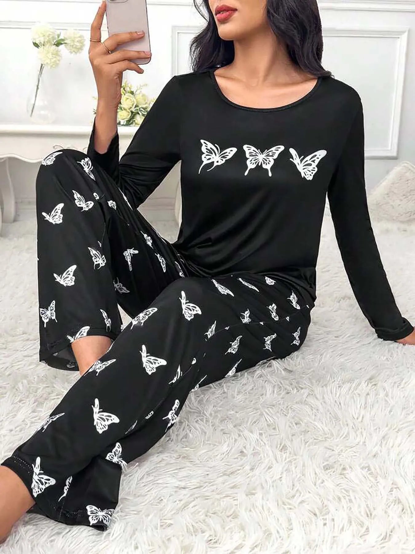 Butterfly Dream Black Pajama Set ATHLEXES