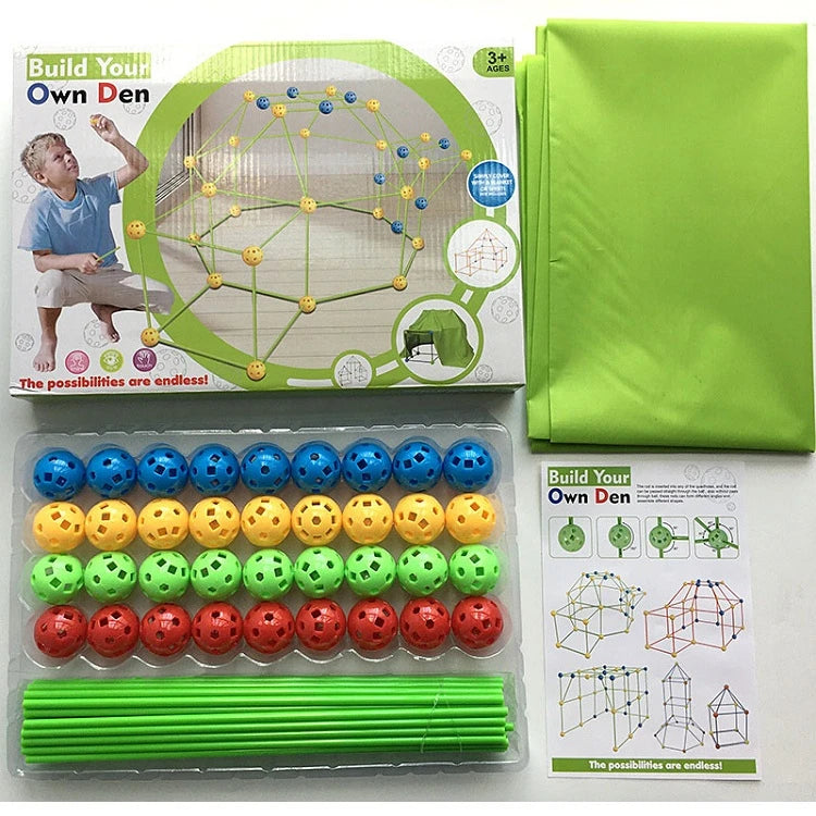 Creative Kids Fort Building Blocks Tent Brick Kit for DIY Fun ATHLEXES