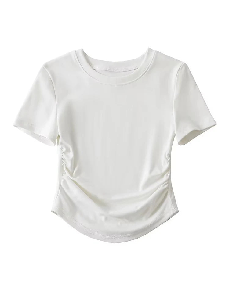 Harajuku Ruched Side Cotton Crew Neck Tee ATHLEXES