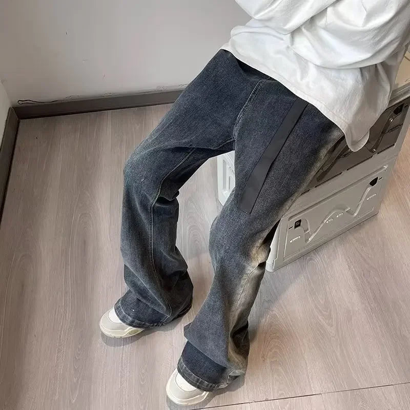 Trendy Gradient Loose-Fit Bell-Bottom Jeans ATHLEXES