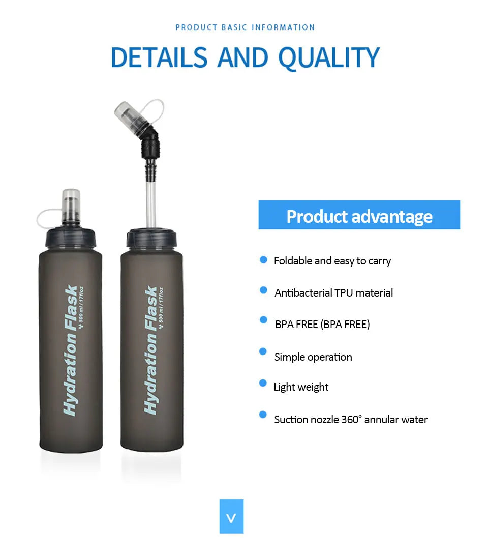 HydraFlex 500ML Folding Sports Water Bottle ATHLEXES