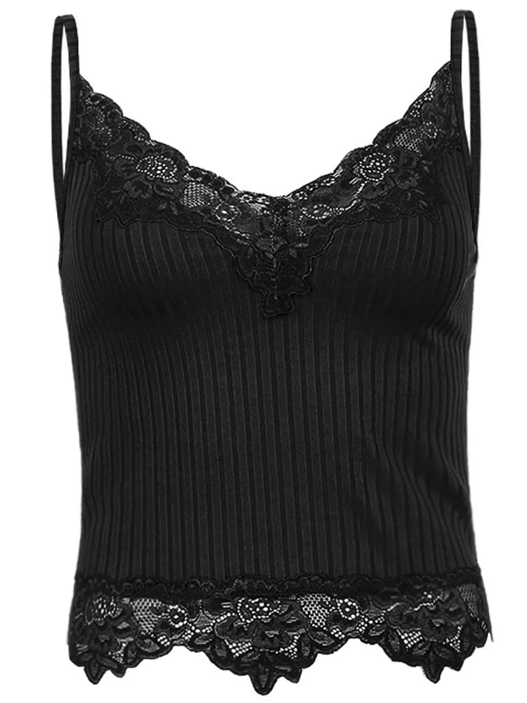 Grunge Chic Lace Trim Crop Top for Women ATHLEXES