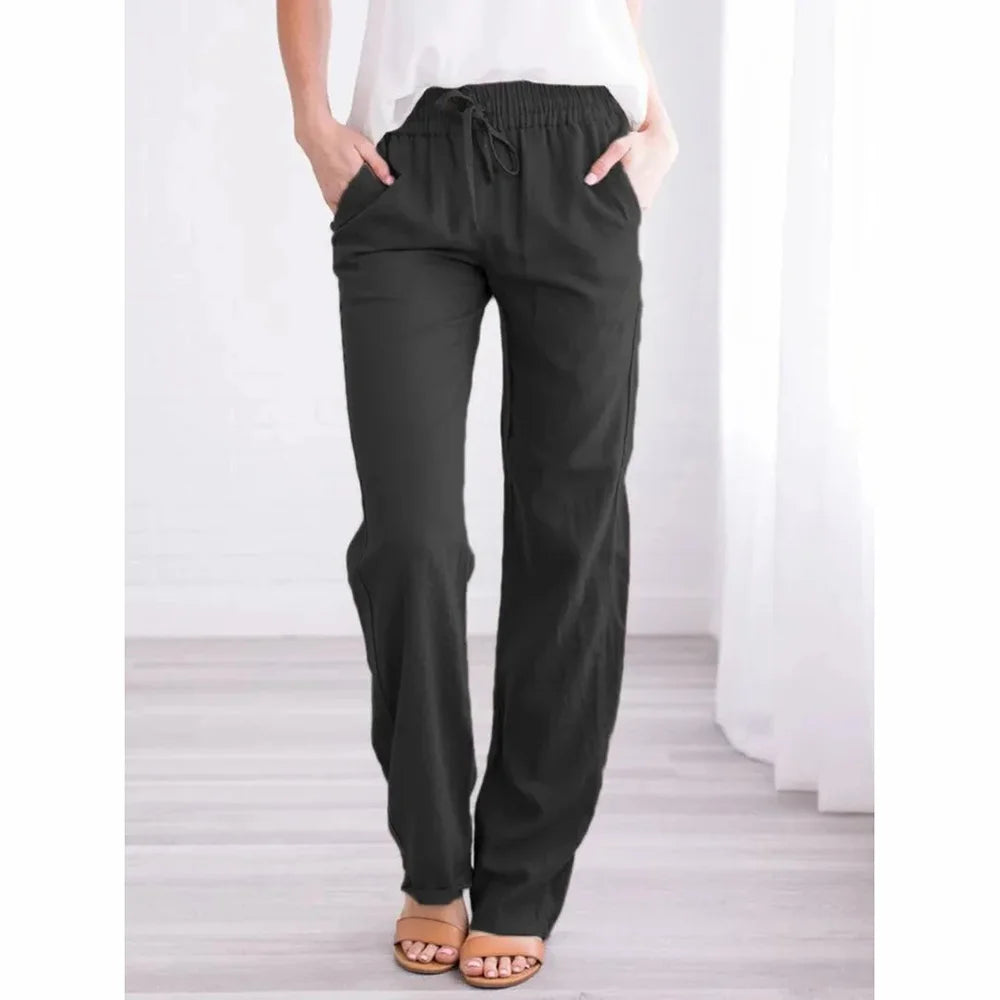 Luxe Linen Blend Drawstring Pants for Women ATHLEXES