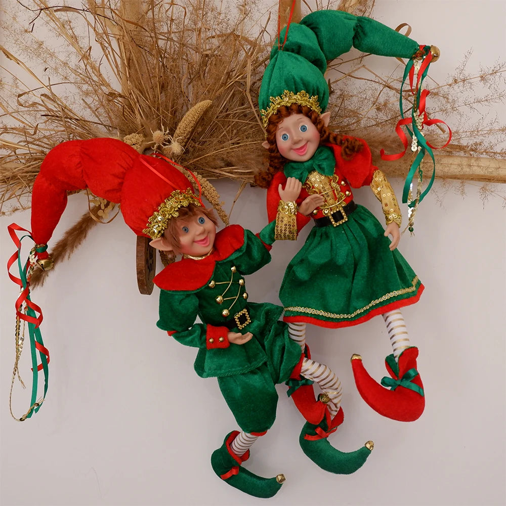 Elf Couple Plush Dolls: Festive Tree Ornaments ATHLEXES