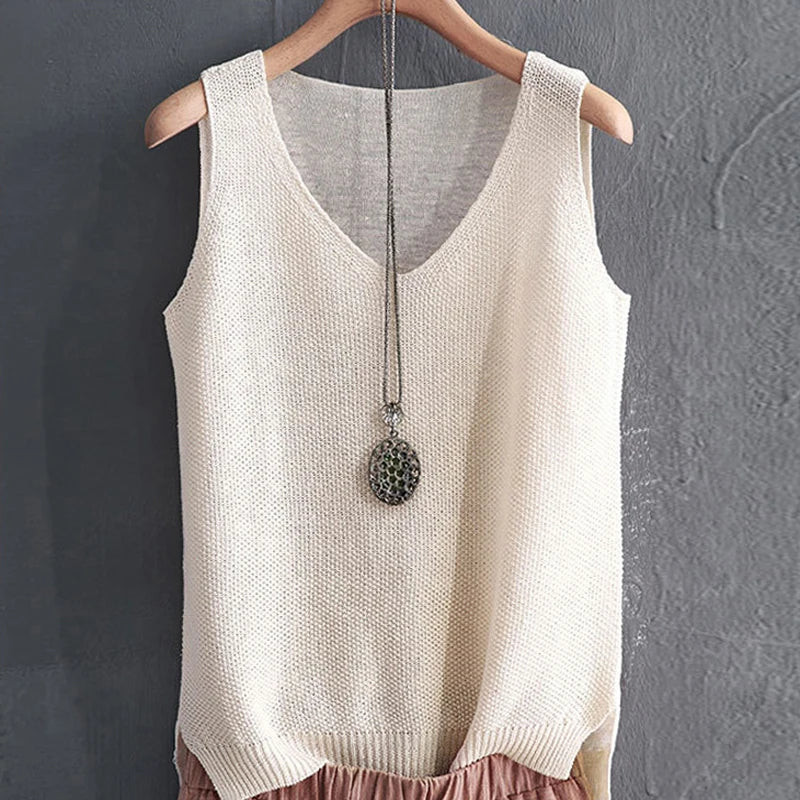Chic Summer V Neck Knitted Blouse for Women ATHLEXES