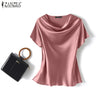 ZANZEA Women's Elegant Satin Summer Blouse ATHLEXES